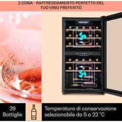 Klarstein Barossa 29 Duo - Frigorifero Per Vini, 29 Bottiglie, 80 Litri, 2 Zone, Controllo Tramite Pulsanti 9 Klarstein Barossa 29 Duo - Frigorifero Per Vini, 29 Bottiglie, 80 Litri, 2 Zone, Controllo Tramite Pulsanti -Elettrodomestici Negozio 97203066 3