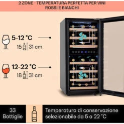 Klarstein Vinamour 54D Cantinetta 2 Zone 148 L 54 Bottiglie Parte Frontale In Acciaio Inox -Elettrodomestici Negozio 97203069 3