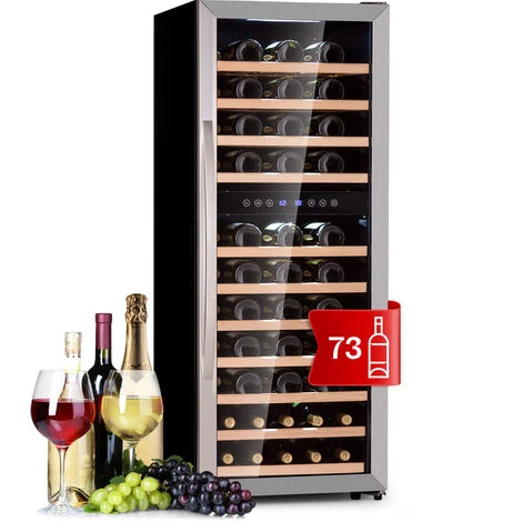 Klarstein Vinamour 73 Duo - Frigorifero Per Vini, 2 Zone, 192 L/73 Bottiglie, 5-18 °C, Touch 3 Klarstein Vinamour 73 Duo - Frigorifero Per Vini, 2 Zone, 192 L/73 Bottiglie, 5-18 °C, Touch