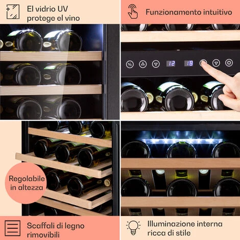 Klarstein Vinamour 73 Duo - Frigorifero Per Vini, 2 Zone, 192 L/73 Bottiglie, 5-18 °C, Touch 7 Klarstein Vinamour 73 Duo - Frigorifero Per Vini, 2 Zone, 192 L/73 Bottiglie, 5-18 °C, Touch - immagine 5