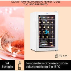 Klarstein Shiraz 24 Uno - Frigorifero Per Vini, 63 L, 24 Bottiglie, Pannello Di Controllo Touch, 5-18°C -Elettrodomestici Negozio 97203094 3