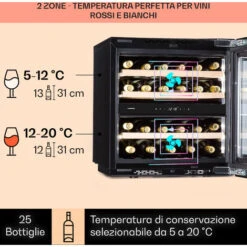 Klarstein Rhône 25 Duo - Frigorifero Per Vini, Raffreddamento A Compressione, 2 Zone, 75 Litri/25 Bottiglie 9 Klarstein Rhône 25 Duo - Frigorifero Per Vini, Raffreddamento A Compressione, 2 Zone, 75 Litri/25 Bottiglie -Elettrodomestici Negozio 97203141 3