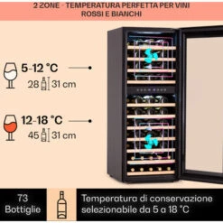 Klarstein Barossa 73 Duo - Frigorifero Per Vini, 2 Zone, 192 Litri, 73 Bottiglie, Display Touch -Elettrodomestici Negozio 97203177 3