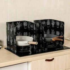 Proteggi Schermo Pieghevole Per Cucina Paraschizzi Pieghevole In Alluminio Paraschizzi Cucina Paraschizzi Pieghevole Per Cucina Proteggi Schermo Per Piano Cottura Backsplash 2 Pezzi Nero -Elettrodomestici Negozio 98117719 3