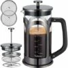 Macchina Per Caffè E Tè, Caffettiera In Vetro Borosilicato Resistente Al Calore In Acciaio Inossidabile 304 Con 4 Filtri, Resistente E Facile Da Pulire, 100% Senza BPA, 34 Oz, Argento 2 Macchina Per Caffè E Tè, Caffettiera In Vetro Borosilicato Resistente Al Calore In Acciaio Inossidabile 304 Con 4 Filtri, Resistente E Facile Da Pulire, 100% Senza BPA, 34 Oz, Argento -Elettrodomestici Negozio 98119533 1