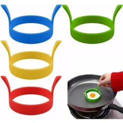 4 Pezzi Anelli Per Uova In Silicone 3.1" Anelli Per Pancake Antiaderenti Resistenti Al Calore Stampo Rotondo Per Uova Per Friggere (4 Colori), Kueatily