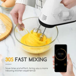 Aigostar Pudding - Sbattitore Elettrico, 6 Velocità E Turbo, Frusta Elettrica, 400W, Miscelazione Silenziosa. Dotato Di 2 Fruste, 2 Ganci Impastatori, Frusta E Contenitore. -Elettrodomestici Negozio 98499045 5