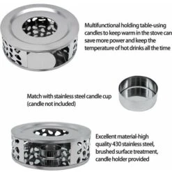 Scalda Teiera In Acciaio Inossidabile, Base Scalda Teiera Con Portacandele Rotondo Per Tè, Caffè, Isolamento Del Latte -Elettrodomestici Negozio 98703743 2