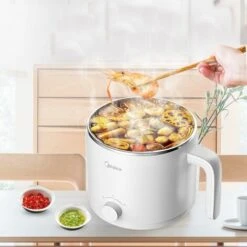 Pentola Elettrica Piccola In Acciaio Inossidabile Da 1,2 Litri, Pentola Elettrica Portatile Per Camera Degli Studenti/studio/hotel/campeggio/ufficio - Bianca -Elettrodomestici Negozio 98719045 4