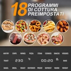 Forno Friggitrice Ad Aria Calda 30Lt Digitale 1800W Frigge Cuoce Senza Olio Nero 10 Forno Friggitrice Ad Aria Calda 30Lt Digitale 1800W Frigge Cuoce Senza Olio Nero -Elettrodomestici Negozio 99493000 4