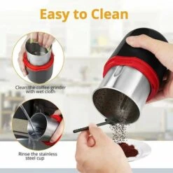 Macinacaffè Elettrico Da 150 W Macinacaffè In Grani Capacità 120 G Con Spazzola Per La Pulizia Cucchiaino 2 In 1 E Pressino (nero) -Elettrodomestici Negozio 99547180 4